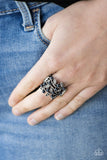 Paparazzi "I, Me, and VINE" Blue Faux Pearl White Rhinestone Silver Tone Ring Paparazzi Jewelry