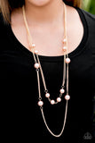 Paparazzi "My Main GLAM" Brown Faux Pearls Gold Tone Chain Necklace & Earring Set Paparazzi Jewelry