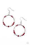 Paparazzi VINTAGE VAULT REPO "Glitter Gathering" Red Earrings Paparazzi Jewelry