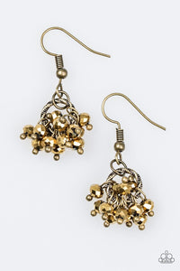 Paparazzi "Spark and Shimmer" Brass Hoop Aurum Crystal Bead Earrings Paparazzi Jewelry