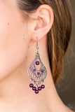 Paparazzi "Elegant Enchantment" Purple Bead Frilly Silver Earrings Paparazzi Jewelry