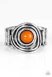 Paparazzi "Out of Control" Orange Bead Swirl Design Silver Tone Ring Paparazzi Jewelry