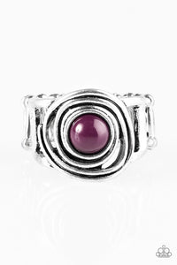 Paparazzi "Out of Control" Purple Bead Swirl Design Silver Tone Ring Paparazzi Jewelry