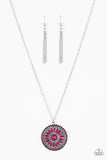 Paparazzi "Colorful Carousels" Pink Crystal Like Bead Silver Tone Necklace & Earring Set Paparazzi Jewelry