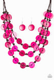 Paparazzi "Tiki Tango" Pink Necklace & Earring Set Paparazzi Jewelry