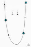 Paparazzi "Accentuate The Positives" Blue Bead Silver Tone Chain and Hoops Necklace & Earring Set Paparazzi Jewelry