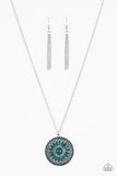 Paparazzi "Colorful Carousels" Blue Crystal Like Bead Pendant Silver Necklace & Earring Set Paparazzi Jewelry