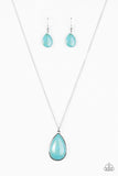 Paparazzi "Talk About A Cliffhanger!" Blue Stone Pendant Silver Necklace & Earring Set Paparazzi Jewelry