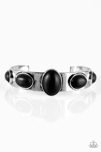 Paparazzi "Laws Of Nature" Black Stone Bead Silver Cuff Bracelet Paparazzi Jewelry