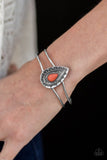 Paparazzi "Law Of The Land" Orange Stone Silver Tribal Bracelet Paparazzi Jewelry