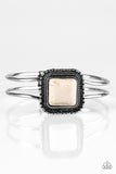 Paparazzi "Hit A Plateau" White Square Stone Silver Bracelet Paparazzi Jewelry