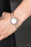 Paparazzi "In Dune With The Times" White Round Stone Silver Bracelet Paparazzi Jewelry