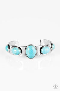 Paparazzi "Laws Of Nature" Blue Turquoise Stone Bead Silver Cuff Bracelet Paparazzi Jewelry