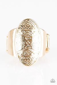 Paparazzi "Tiki Tahiti" Gold Tribal Etched Pattern Ring Paparazzi Jewelry