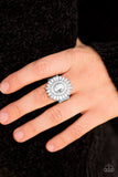 Paparazzi "Vengeance Is SHINE!" White Rhinestone Silver Frame Ring Paparazzi Jewelry