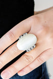 Paparazzi "All Will Be SHINE!" White Moonstone Silver Ring Paparazzi Jewelry