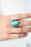 Paparazzi "Skipping SANDSTONES" Blue Turquoise Stone Oval Silver Tone Ring Paparazzi Jewelry