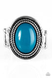 Paparazzi "HUE Do You Think You Are?" Blue Bead Shimmery Silver Tone Ring Paparazzi Jewelry