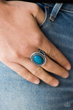 Paparazzi "HUE Do You Think You Are?" Blue Bead Shimmery Silver Tone Ring Paparazzi Jewelry