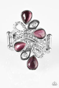 Paparazzi "MOONBEAMING With Pride" Purple Moonstone White Rhinestone Silver Tone Ring Paparazzi Jewelry