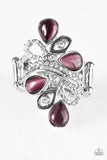 Paparazzi "MOONBEAMING With Pride" Purple Moonstone White Rhinestone Silver Tone Ring Paparazzi Jewelry