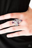 Paparazzi "MOONBEAMING With Pride" Purple Moonstone White Rhinestone Silver Tone Ring Paparazzi Jewelry