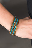 Paparazzi "Who WOOD Of Thought" Blue Bead Wooden Accent Wrap Bracelet Paparazzi Jewelry