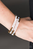 Paparazzi "Who WOOD Of Thought" White & Brown Wooden Accent Wrap Bracelet Paparazzi Jewelry