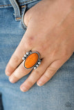 Paparazzi "Skipping SANDSTONES" Orange Stone Oval Silver Tone Ring Paparazzi Jewelry