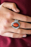 Paparazzi "Seasonal Shimmer" Orange Moonstone Silver Frame Ring Paparazzi Jewelry