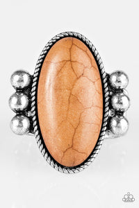 Paparazzi "Skipping SANDSTONES" Brown Oval Stone Silver Ring Paparazzi Jewelry