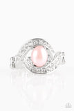 Paparazzi "CACHE Me If You Can" Pink Pearly Bead Rhinestone Silver Tone Ring Paparazzi Jewelry