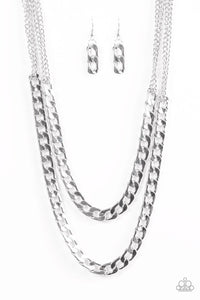Paparazzi "Hit Em Up" Silver Necklace & Earring Set Paparazzi Jewelry