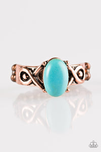 Paparazzi "Stone Thrones" Copper Skinny Band Blue Turquoise Stone Ring Paparazzi Jewelry
