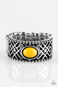 Paparazzi VINTAGE VAULT "Cave Babe" Yellow Ring Paparazzi Jewelry