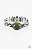 Paparazzi "Gotta Fly" Green Bead Silver Feather Design Ring Paparazzi Jewelry