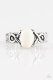 Paparazzi "Stone Thrones" White Stone Ornate Silver Skinny Band Ring Paparazzi Jewelry