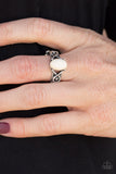 Paparazzi "Stone Thrones" White Stone Ornate Silver Skinny Band Ring Paparazzi Jewelry