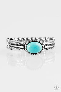 Paparazzi "Gotta Fly" Blue Turquoise Bead Silver Feather Design Ring Paparazzi Jewelry