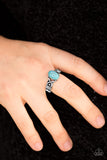 Paparazzi "Stone Thrones" Blue Turquoise Stone Ornate Silver Skinny Band Ring Paparazzi Jewelry