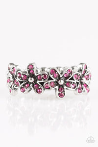 Paparazzi "Daisy Dazzle" Pink Rhinestone Flower Skinny Band Ring Paparazzi Jewelry