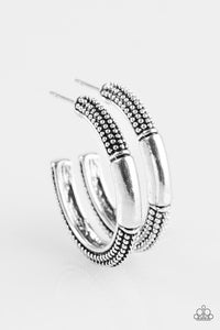 paparazzi "The BEAST Of The BEAST" Silver Tone Studded Hoop Earrings Paparazzi Jewelry