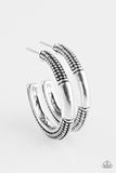 paparazzi "The BEAST Of The BEAST" Silver Tone Studded Hoop Earrings Paparazzi Jewelry