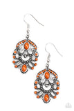 Paparazzi "Tropical Tropicana" Orange Bead Silver Filigree Earrings Paparazzi Jewelry
