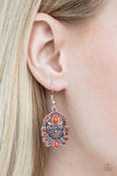 Paparazzi "Tropical Tropicana" Orange Bead Silver Filigree Earrings Paparazzi Jewelry