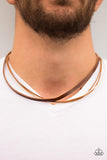 Paparazzi "Outback Outfitter" Brown & White Leather Urban Necklace Unisex Paparazzi Jewelry