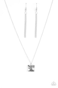 Paparazzi "Trust in Faith" Silver Trust The Lord Square Pendant Necklace & Earring Set Paparazzi Jewelry