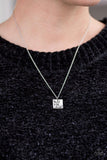 Paparazzi "Trust in Faith" Silver Trust The Lord Square Pendant Necklace & Earring Set Paparazzi Jewelry