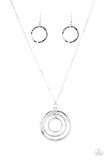 Paparazzi "Full Eclipse" Silver Necklace & Earring Set Paparazzi Jewelry