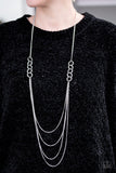 Paparazzi VINTAGE VAULT "RING It On!" Silver Necklace & Earring Set Paparazzi Jewelry